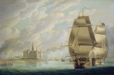 Nelson dwingt de doorgang van het geluid, 30 maart 1801, voorafgaand aan de Slag bij Kopenhagen door Robert Dodd
