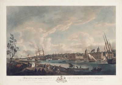 Uitzicht op het Koninklijk Ziekenhuis in Greenwich door Robert Dodd