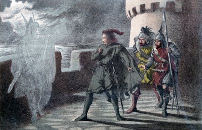 Hamlet ziet de geest van zijn vader op de kantelen van Elsinore Kasteel door Robert Dudley