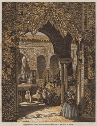 Het Alhambra Hof, Crystal Palace, Ingang naar het Hof van Leeuwen door Robert Dudley