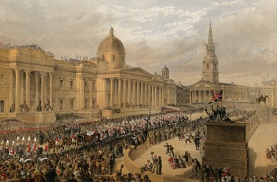 Trafalgar Square, Londen, 7 maart 1863 (gravure) door Robert Dudley