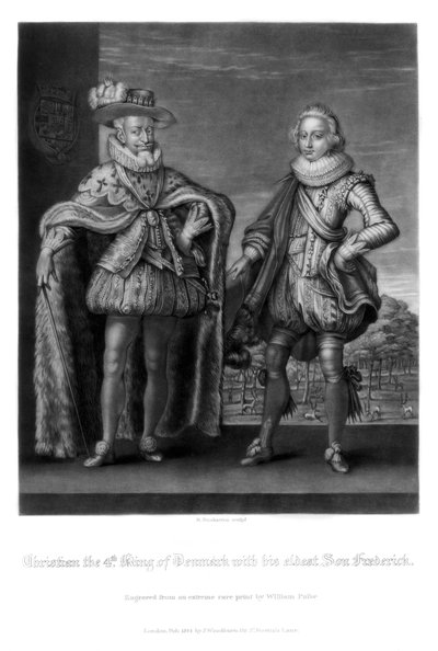 Christiaan IV, koning van Denemarken, met zijn oudste zoon Frederik, 1816 door Robert Dunkarton