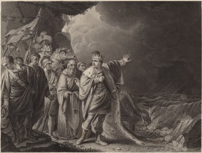 Canute berispt zijn hovelingen door Robert Edge Pine