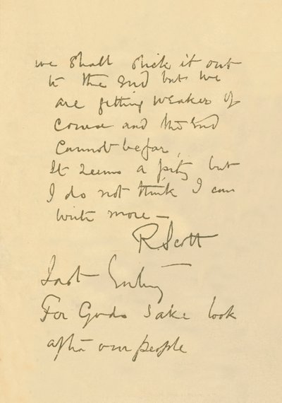 Facsimile van Bericht aan het Publiek, 29 maart 1912, 1913 door Robert Falcon Scott