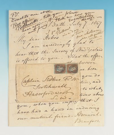 Handtekening brief aan John Lort Stokes, Bath, 7 juli 1847 door Robert Fitzroy