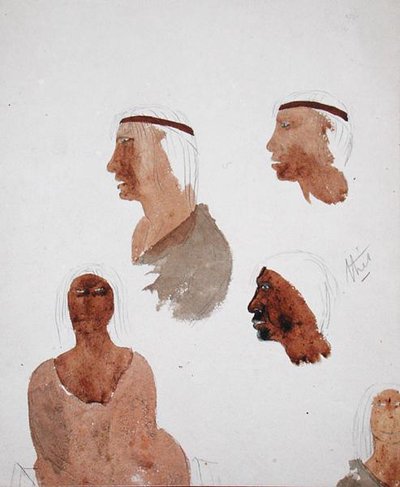 Fuegiaanse types, ca.1832 door Robert Fitzroy