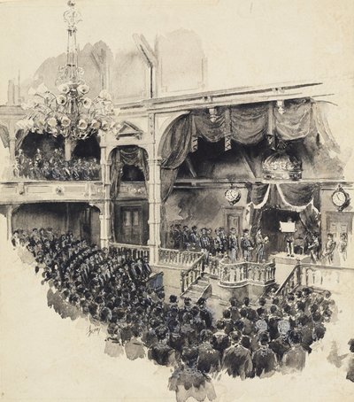 Openingsscène van het Japanse parlement, 1890 door Robert Frederick Blum