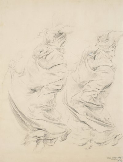 Schets van draperie mogelijk voor Moods to Music muurschildering door Robert Frederick Blum