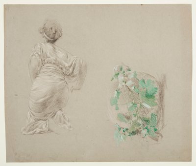 Studie voor een Knielende Vrouw, "Wijnfeest," Mendelssohn Glee Club, New York, NY door Robert Frederick Blum
