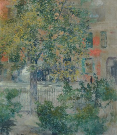 Uitzicht vanuit het raam van de kunstenaar, Grove Street, ca. 1900 door Robert Frederick Blum