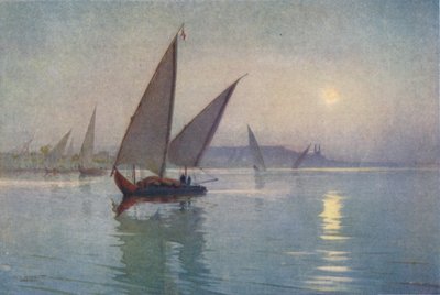 Maanlicht op de Nijl, nabij Caïro, ca. 1880, 1904 door Robert George Talbot Kelly