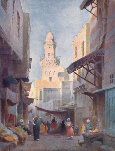 De Gamalieh en de moskee van de Sultan Babaas, Caïro, c1880 door Robert George Talbot Kelly
