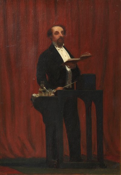 Charles Dickens geeft een openbare lezing, 1858 door Robert Hannah