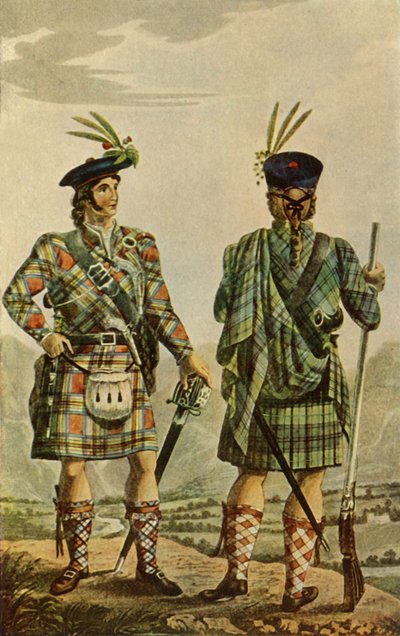 Hooglandhoofden in de Stewart en Gordon Tartans, 1831 door Robert Havell