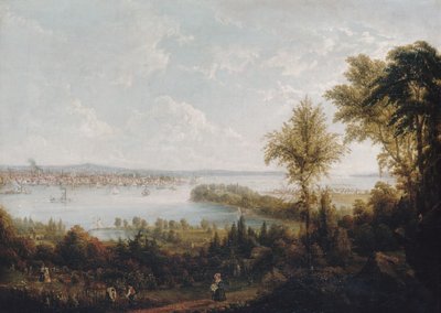 Uitzicht op de Baai en Stad New York vanuit Weehawken door Robert Havell