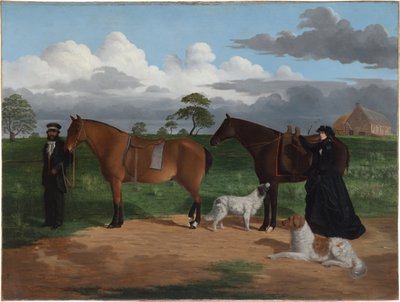 Mevrouw Adolphus Sceales met Zwarte Jimmie op Merrang Station, 1856 door Robert Hawker Dowling