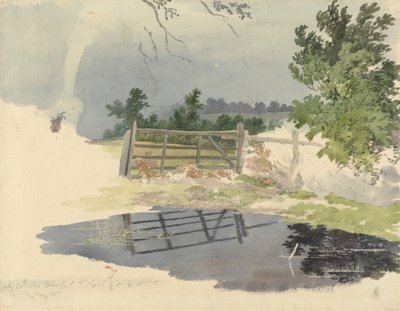 Een poort weerspiegeld in een vijver door Robert Hills