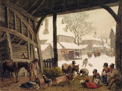Een dorpssneeuwscène, 1819 door Robert Hills