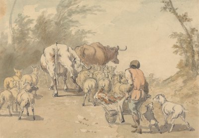 Kudde schapen en koeien door Robert Hills
