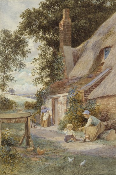 Figuren bij een Huisje door Robert Hollands Walker