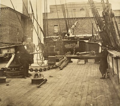 Brunel aan boord van de Aphrodita, Liverpool door Robert Howlett