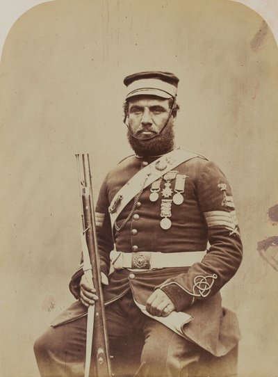 Kleur-Sergeant J. Stanton, Royal Sappers and Miners, 1856 door Robert Howlett