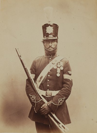 Kleur-Sergeant John Paul, Royal Sappers and Miners, 1856 door Robert Howlett