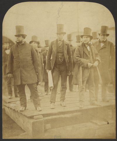 [Groepsportret: J. Scott Russell, Henry Wakefield, Isambard Kingdom Brunel, Lord Derby] door Robert Howlett