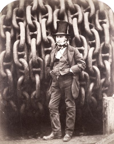 Isambard Kingdom Brunel, staand voor de lanceerkettingen van de 