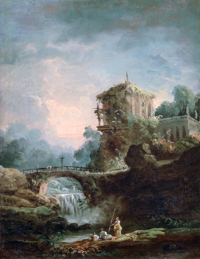 Landschap met Waterval, ca. 1750-1808 door Robert Hubert