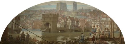 Newcastle upon Tyne vanuit Gateshead - De grote overstroming, AD 1771 door Robert John Scott Bertram