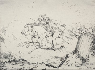 Specimens of Polyautography: Cavalerieaanval door Robert Kerr Porter