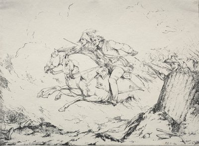 Specimens of Polyautography: Cavaleriecharge, 1803 door Robert Kerr Porter