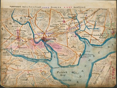 (Kaart van de benedenloop van de Potomac rivier met picketlijnen, januari 1862) LOC gvhs01.vhs00059 door Robert Knox Sneden