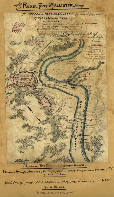 2e aanval op Fort McAllister aan de Ogeechee rivier, Georgia LOC gvhs01.vhs00278 door Robert Knox Sneden