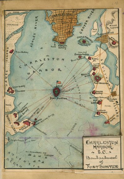 Haven van Charleston S.C. Bombardement op Fort Sumter. LOC gvhs01.vhs00058 door Robert Knox Sneden