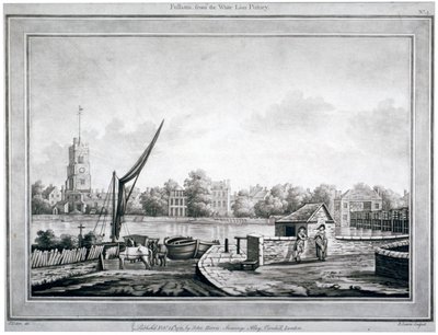 Uitzicht op Fulham vanaf de White Lion Inn, Putney, Londen, 1783 door Robert Laurie
