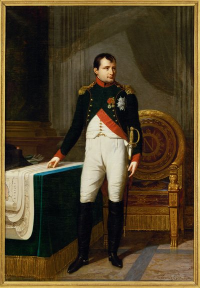 Keizer Napoleon I als kolonel van de Chasseurs a cheval de la garde ... (schilderij op doek) door Robert Lefevre