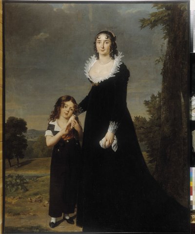 Portret van een moeder met haar zoon door Robert Lefevre