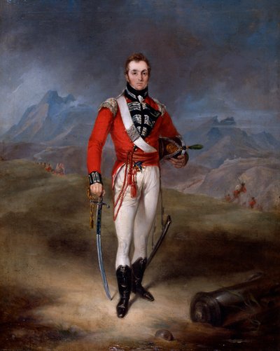 Portret van majoor Lambert Brabazon Urmston, in het uniform van het 45e regiment door Robert Lucas West