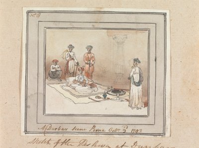Een Durbar-scène, Poona, 3 oktober 1792 door Robert Mabon