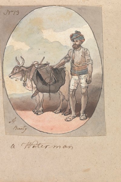 Een waterman met zijn os of stier door Robert Mabon