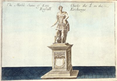 Marmeren Standbeeld van Koning Karel II (1630-85) op de Royal Exchange, uit 