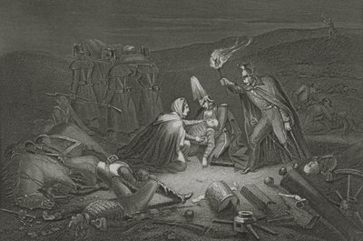 Het slagveld van de Alma, de nacht na de slag, gegraveerd door D.J. Pound door Robert Neal Hind