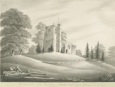 Arley Kerk: sepia tekening, 1824 door Robert Noyes