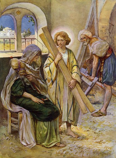 De jonge Jezus in de timmerwerkplaats door Robert Payton Reid