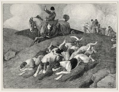 Jachtscène door Robert Polhill Bevan