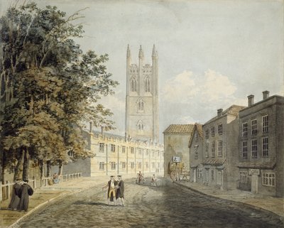Magdalen College en het Oostelijke Einde van de High Street, Oxford, 1795 door Robert Revd Nixon