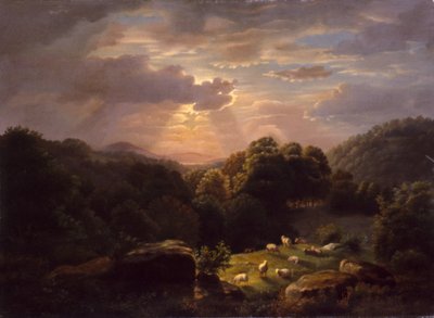 Landschap met schapen door Robert S. Duncanson