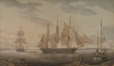 Schepen in de haven door Robert Salmon